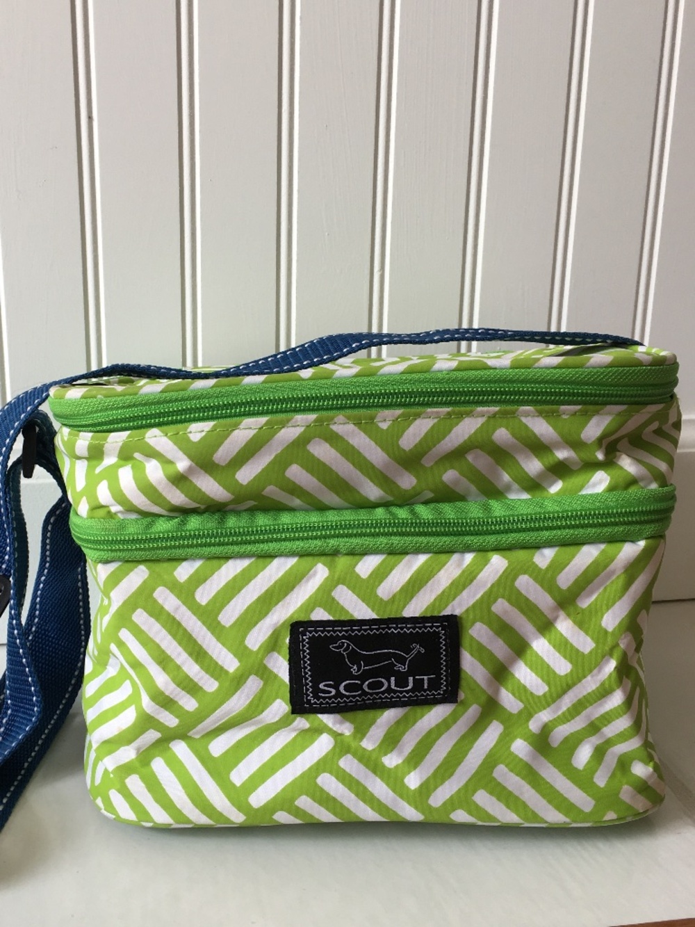 SCOUT Insulated Double Decker Lunch Tote  Green & White Striped
